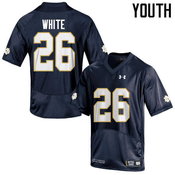 Youth NCAA Notre Dame Fighting Irish #26 Ashton White Stitched College Under Armour Authentic Navy Blue Football Jersey GH10N33FY